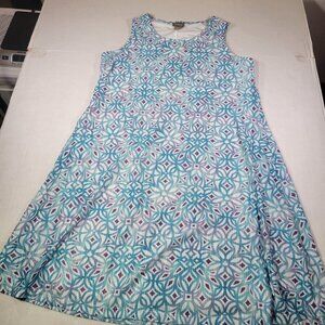 Chicos Sleeveless Summer Lightweight Geometric Print A-Line Dress Size 1/M